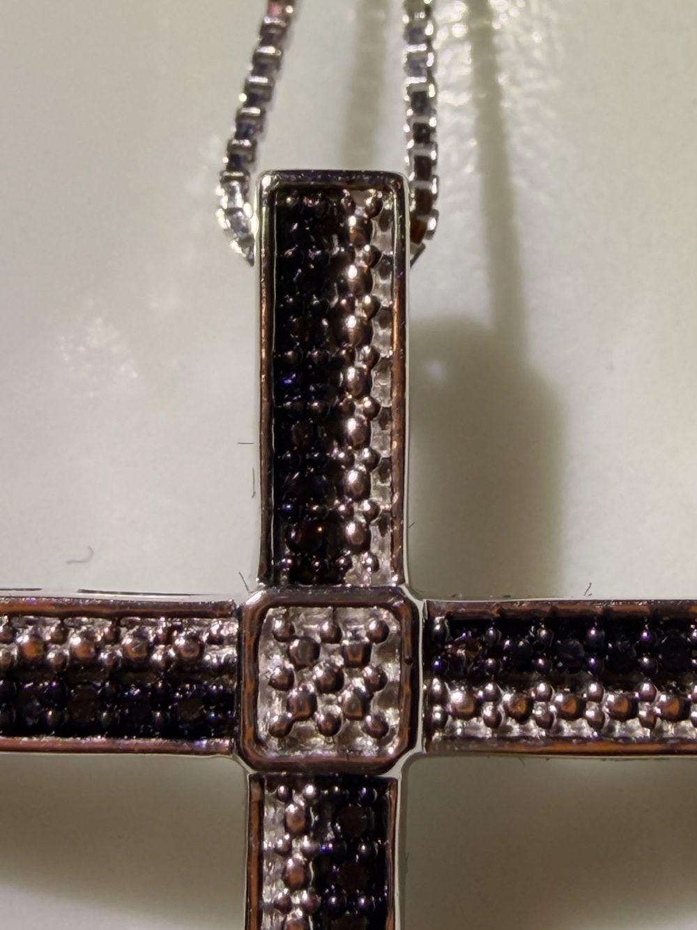 Black Diamond Cross Necklace 0.12 CTW 18 Inch Necklace - Picture 9 of 9